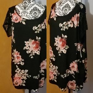 Lace knit sleeve top